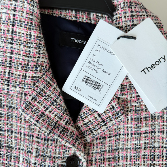 Theory Tweed Blazer Jacket 10 Pink Quiet Luxury Elegant Old Money Blair Waldorf - Picture 4 of 8